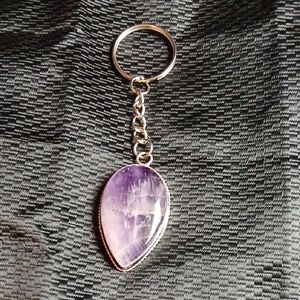 Amethyst Semi-Precious Gemstone Purple Keychain